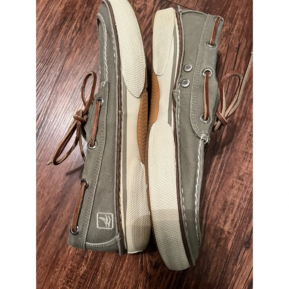 Spery Top Sider Men's Canvas Boat Shoes Two Eye Size 8.5 M Gray Sneakers